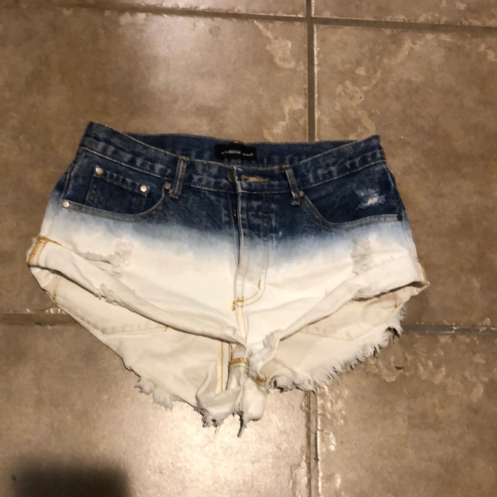Acid wash denim cut offs